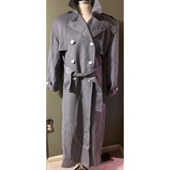 The Frankie Shop Nikola Oversized Trench Coat Gray Military Wool Cashmere Large - Picture 1 of 16